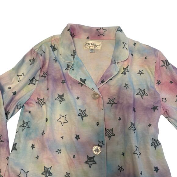 PJ Salvage Blue Purple Tie Dye Star Button Down Pajama Top Medium 10 Nordstrom - Picture 8 of 8